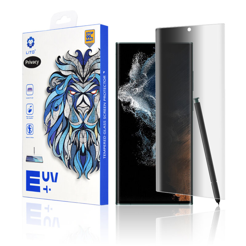 Folie sticla Samsung Galaxy S22 Ultra 5G Lito UV Glue, privacy