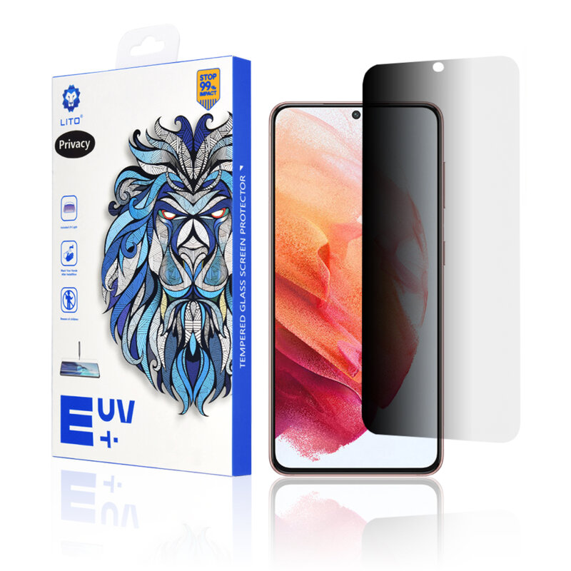 Folie sticla Samsung Galaxy S21 5G Lito UV Glue PRIVACY, clear