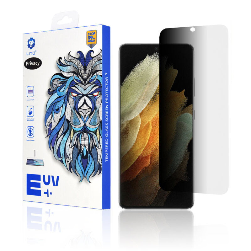 Folie sticla Samsung Galaxy S21 Ultra 5G Lito UV Glue PRIVACY, clear
