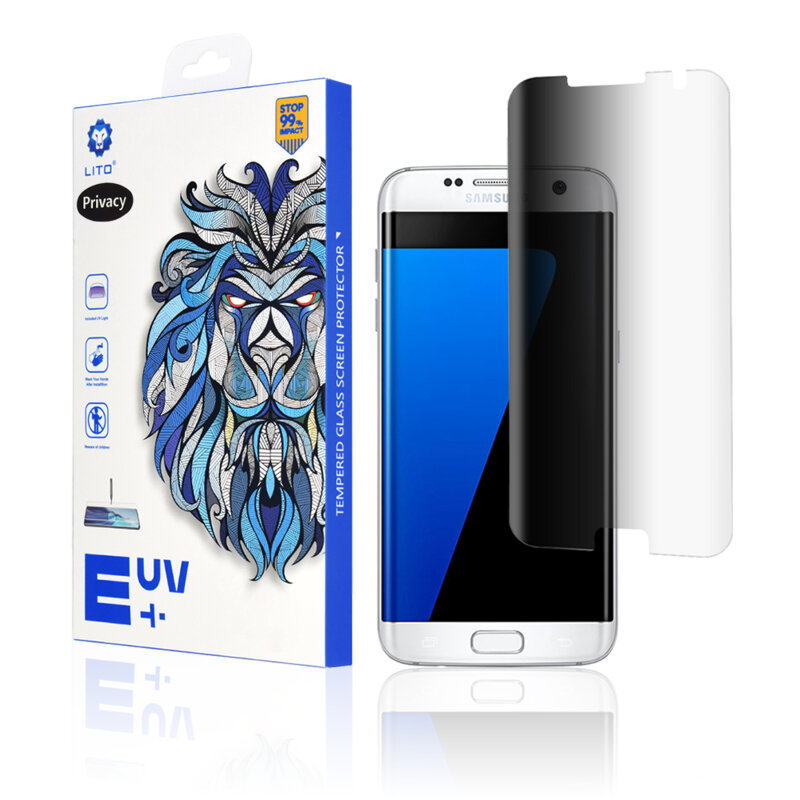 Folie Sticla Samsung Galaxy S7 Edge Lito UV Glue PRIVACY 9H Cu Lampa Si Adeziv Lichid - Clear