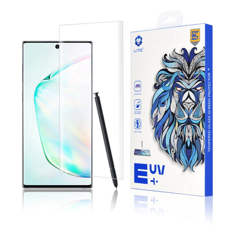 Folie Sticla Samsung Galaxy Note 10 Plus 5G Lito UV Glue 9H Cu Lampa Si Adeziv Lichid - Clear