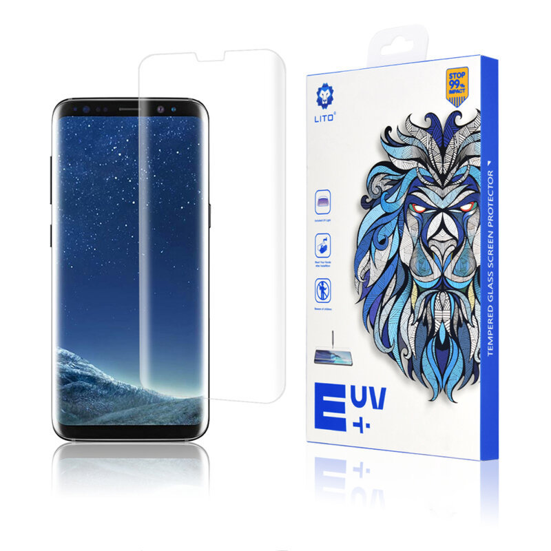 Folie Sticla Samsung Galaxy S8 Lito UV Glue 9H Cu Lampa Si Adeziv Lichid - Clear