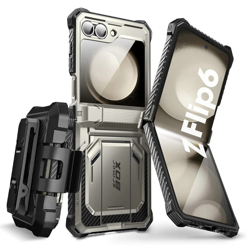 [Pachet 360°] Husa + folie Samsung Galaxy Z Flip6 I-Blason Armorbox, gri