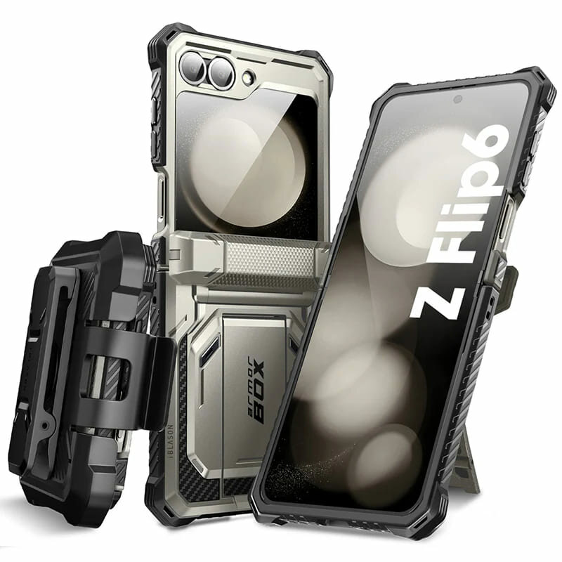 [Pachet 360°] Husa + folie Samsung Galaxy Z Flip6 I-Blason Armorbox, gri