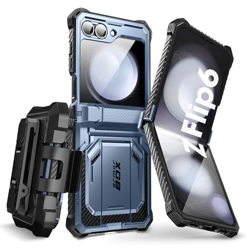 [Pachet 360°] Husa + folie Samsung Galaxy Z Flip6 I-Blason Armorbox, albastru