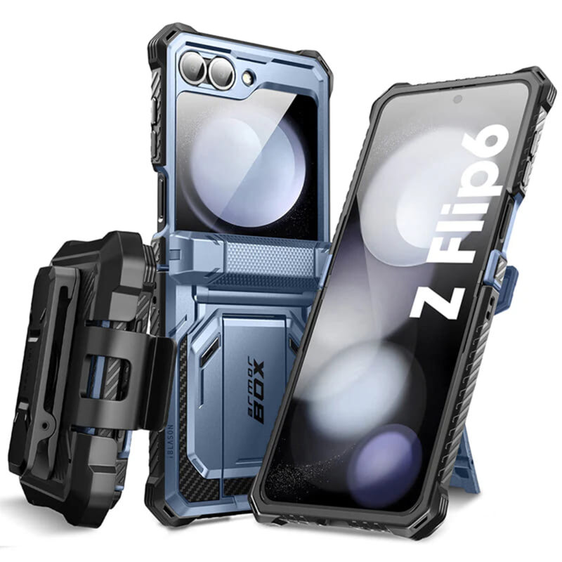 [Pachet 360°] Husa + folie Samsung Galaxy Z Flip6 I-Blason Armorbox, albastru