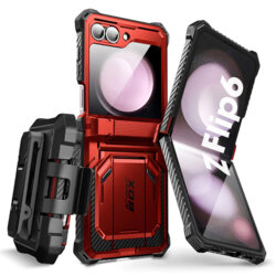 [Pachet 360°] Husa + folie Samsung Galaxy Z Flip6 I-Blason Armorbox, rosu