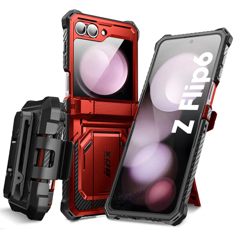 [Pachet 360°] Husa + folie Samsung Galaxy Z Flip6 I-Blason Armorbox, rosu