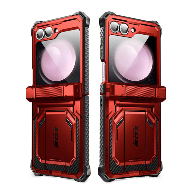 [Pachet 360°] Husa + folie Samsung Galaxy Z Flip6 I-Blason Armorbox, rosu