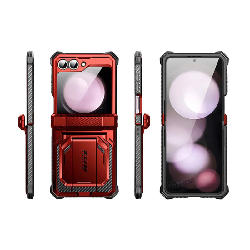 [Pachet 360°] Husa + folie Samsung Galaxy Z Flip6 I-Blason Armorbox, rosu