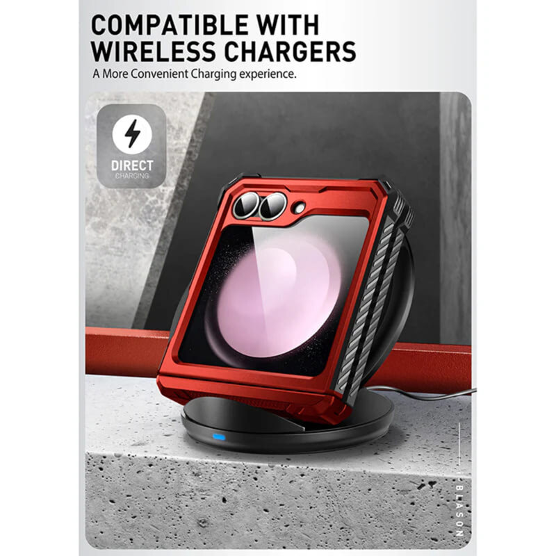 [Pachet 360°] Husa + folie Samsung Galaxy Z Flip6 I-Blason Armorbox, rosu