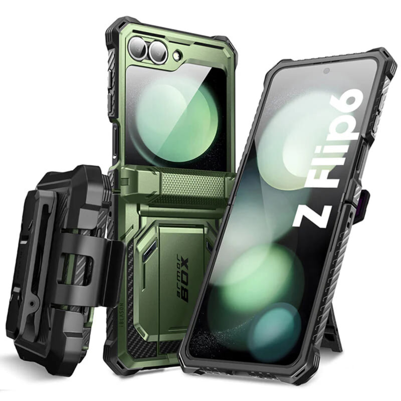 [Pachet 360°] Husa + folie Samsung Galaxy Z Flip6 I-Blason Armorbox, verde