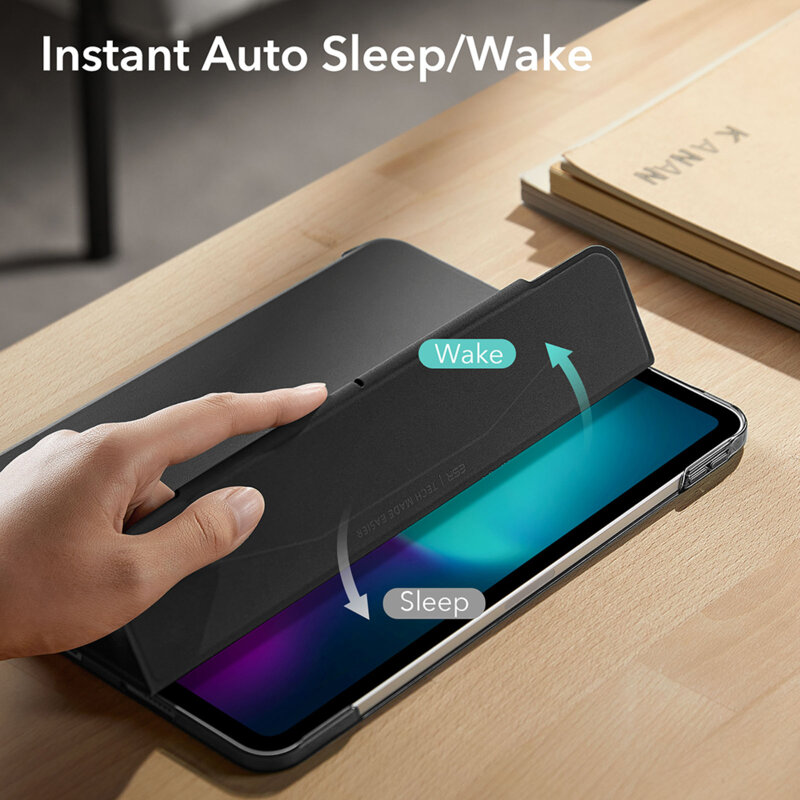 Husa iPad Air 13 (2024) ESR Ascend Trifold, negru frost