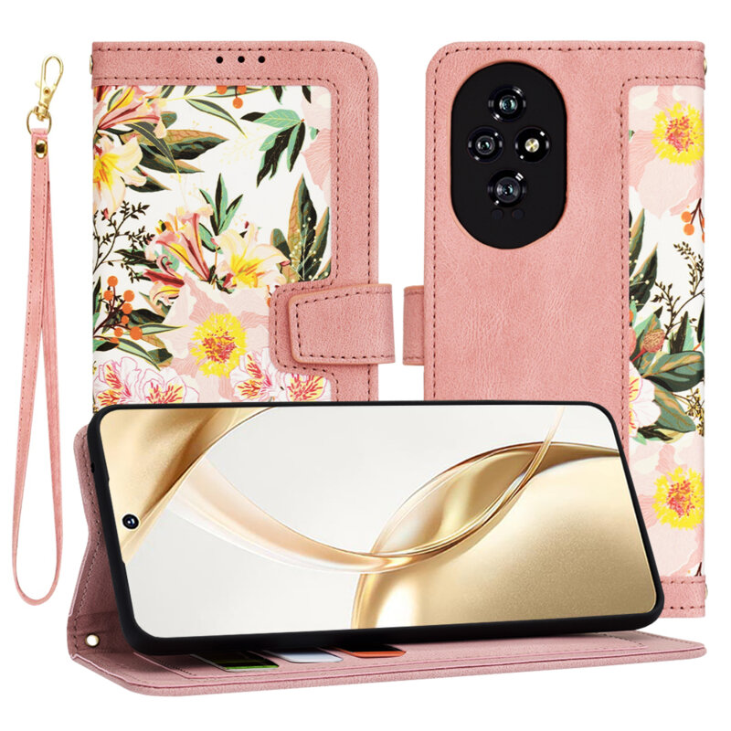 Husa personalizata fete Honor 200 Techsuit FlipCraft, roz