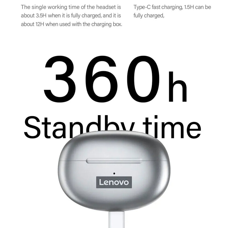 Casti in-ear Bluetooth V5.2 True Wireless Lenovo LP5, alb