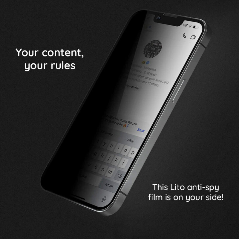 Folie sticla iPhone 15 Plus Lito HD PRO Privacy, negru