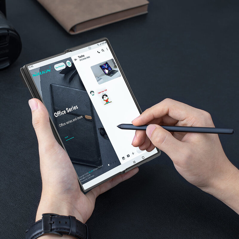 Husa Samsung Galaxy Z Fold6 Nillkin Qin Pro Leather, maro