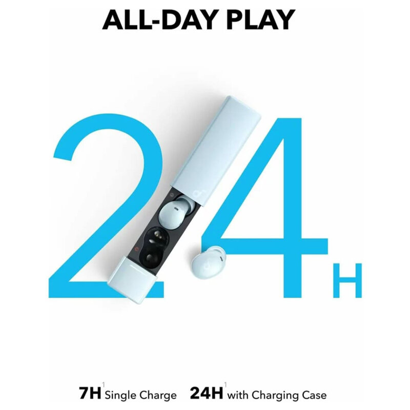 Casti Bluetooth Noise Cancelling cu microfon Anker A30i, albastru