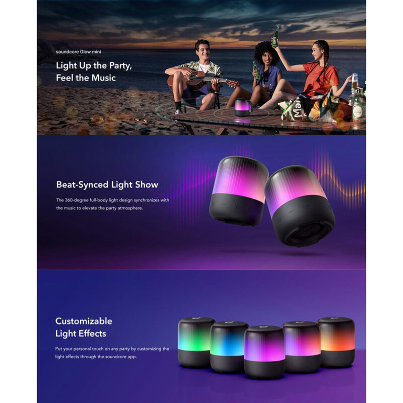 Mini boxa portabila wireless Bluetooth Anker Glow Mini, albastru