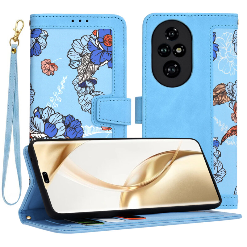 Husa personalizata fete Honor 200 Pro Techsuit FlipCraft, bleu