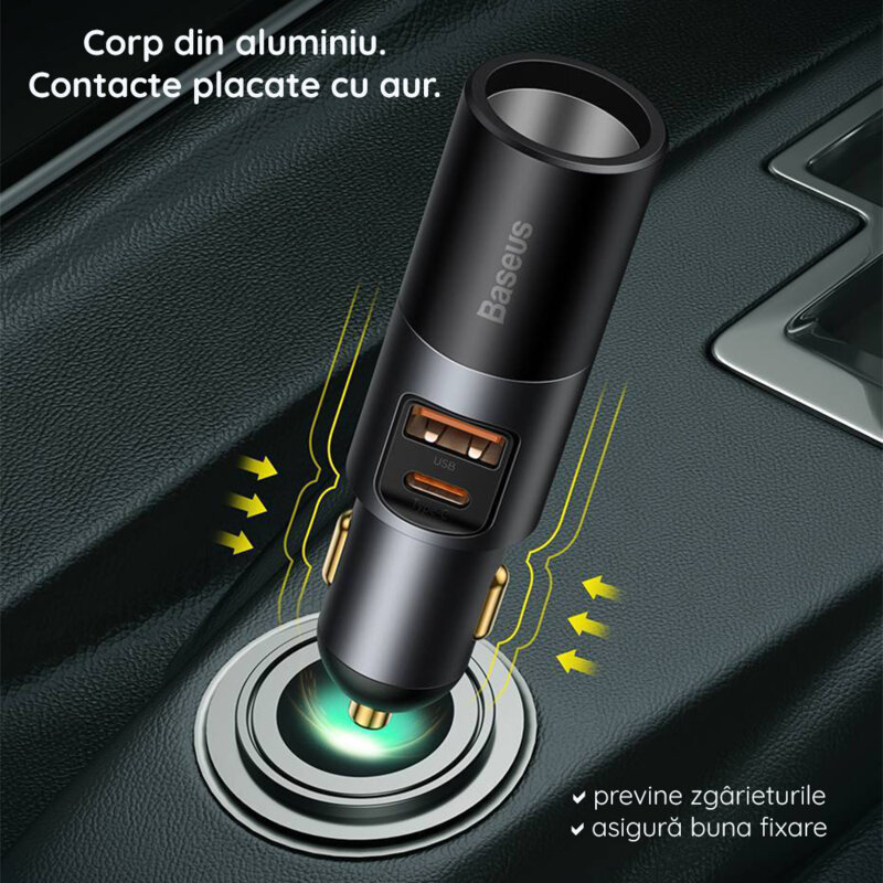 Incarcator auto bricheta Type C si USB, 120W Baseus, CCBT-C0G