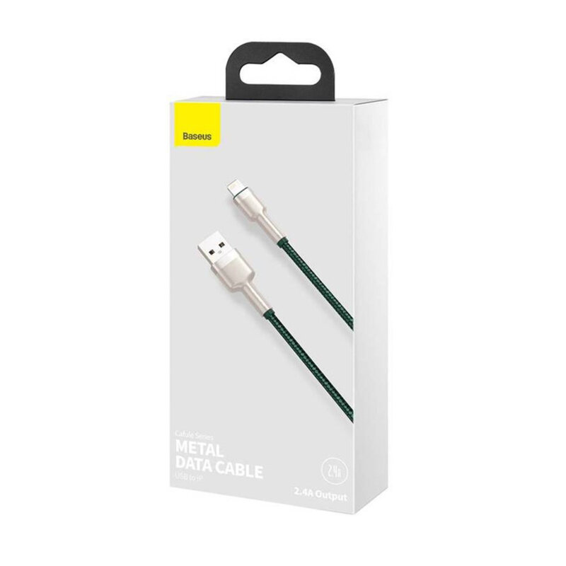 Cablu de date USB la Lightning Baseus, 2.4A, 1m, verde, CALJK-A06