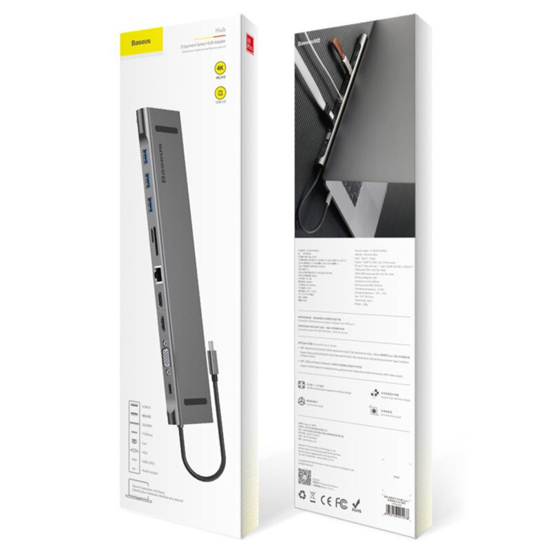 Hub Type-C la USB, HDMI, SD, VGA, USB-C, Baseus CATSX-G0G