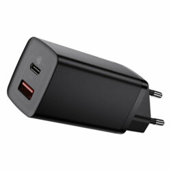 Incarcator priza Baseus GaN Lite USB QC3.0, Type-C 65W, negru
