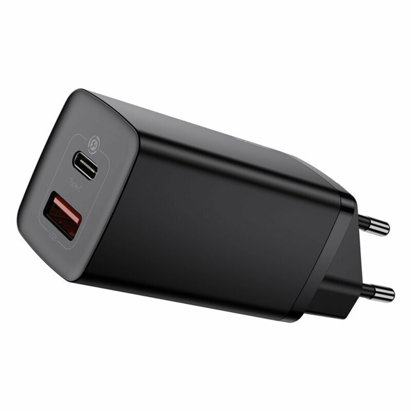 Incarcator priza Baseus GaN Lite USB QC3.0, Type-C 65W, negru