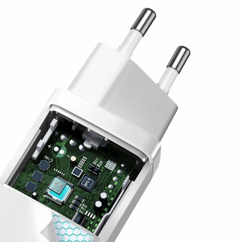 Incarcator priza Baseus GaN Lite USB QC3.0, Type-C 65W, alb