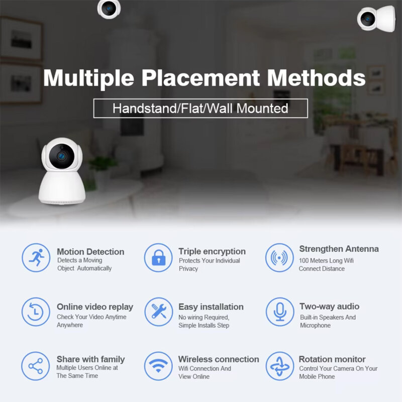 Camera video de supraveghere interior WiFi Techsuit Q7, alb