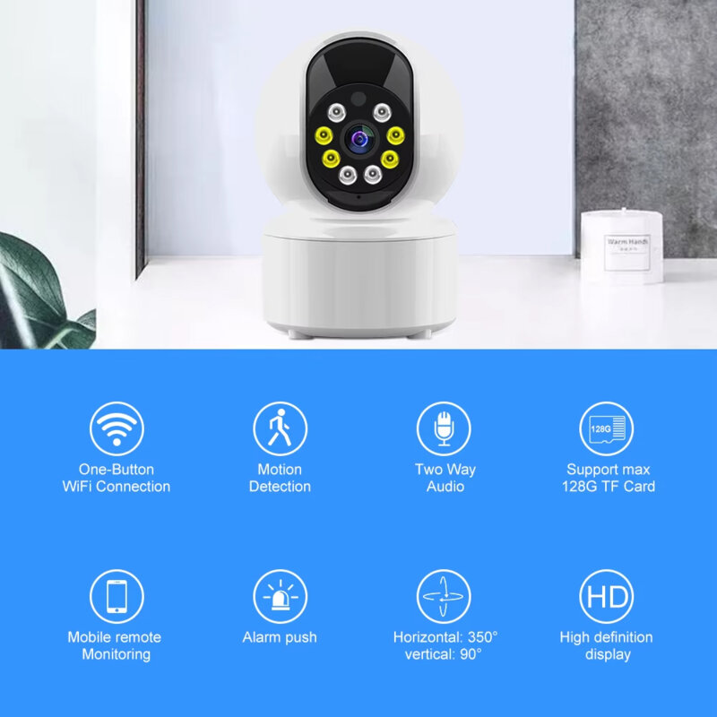 Camera supraveghere interior Wi-Fi PTZ HD Techsuit, alb, Q119