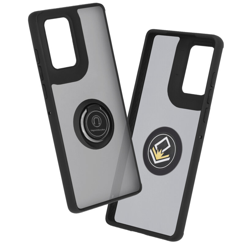 Husa Motorola Edge 50 Fusion Techsuit Glinth cu inel suport stand magnetic, negru