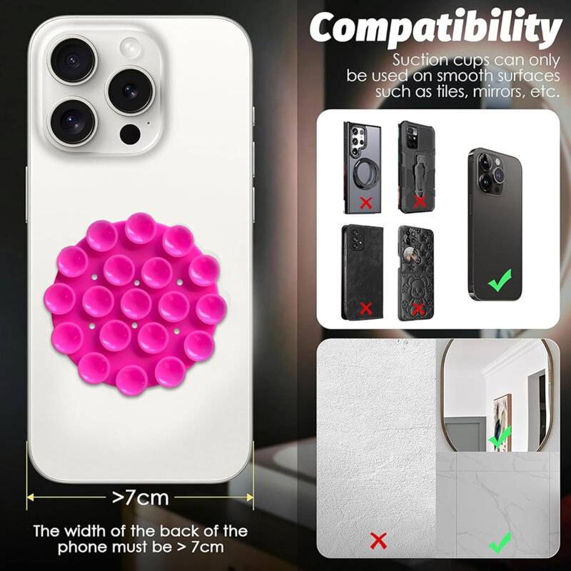 Suport adeziv cu ventuze pentru telefon Techsuit SW-CUP, alb