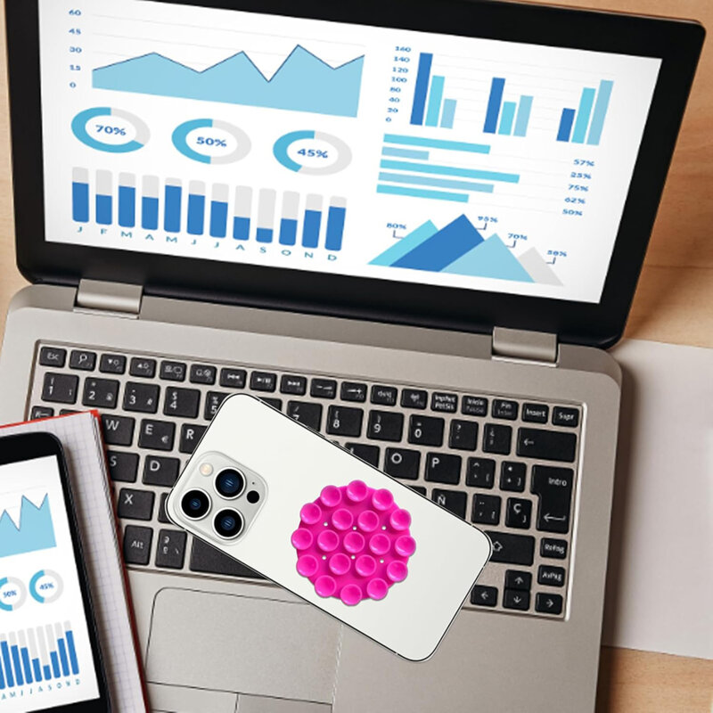 Suport adeziv cu ventuze pentru telefon Techsuit SP-CUP, roz