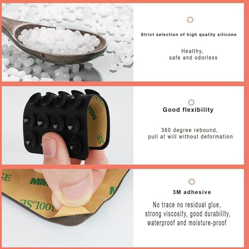 Suport adeziv cu ventuze pentru telefon Techsuit SB-PAD, negru