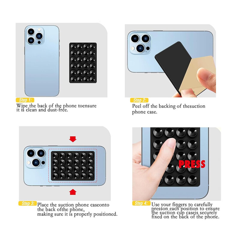 Suport adeziv cu ventuze pentru telefon Techsuit SY-PAD, galben