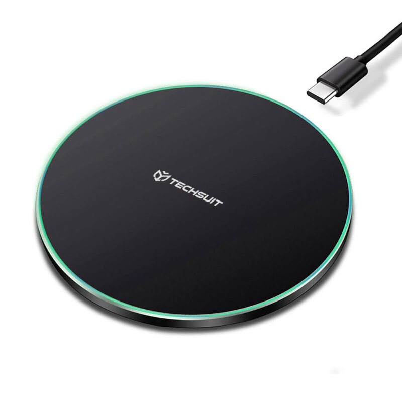 Incarcator wireless Fast Charge 15W, 3A, RGB Techsuit, CHWR031
