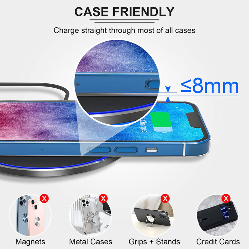 Incarcator wireless Fast Charge 15W, 3A, RGB Techsuit, CHWR031