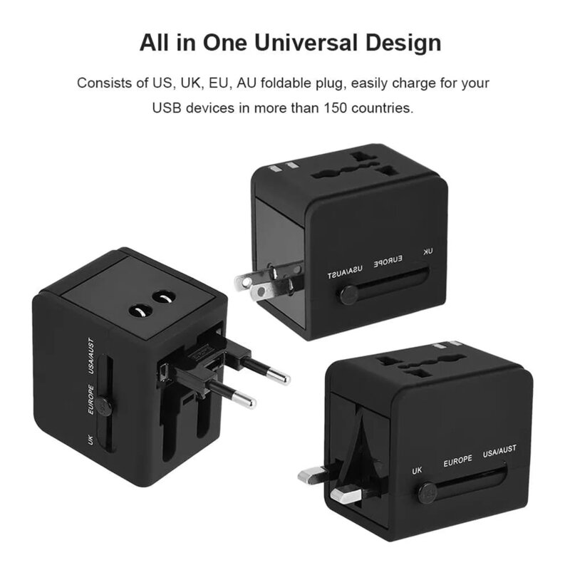 Adaptor priza EU la US, UK, AUS, USB, Type-C Techsuit, HHT148
