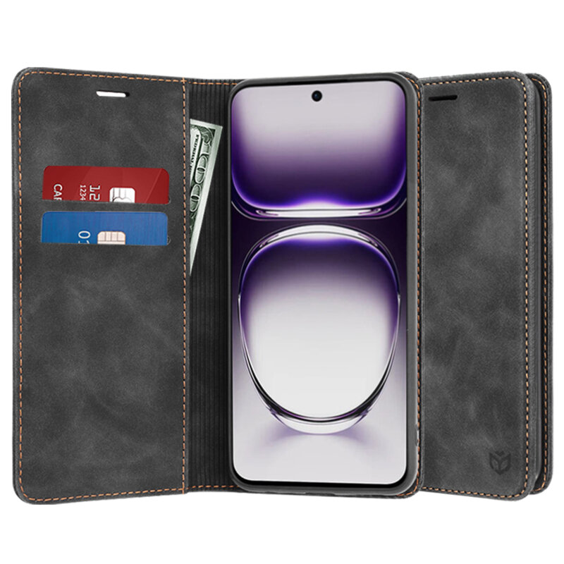 Husa piele Oppo Reno12 Techsuit Confy Cover, negru