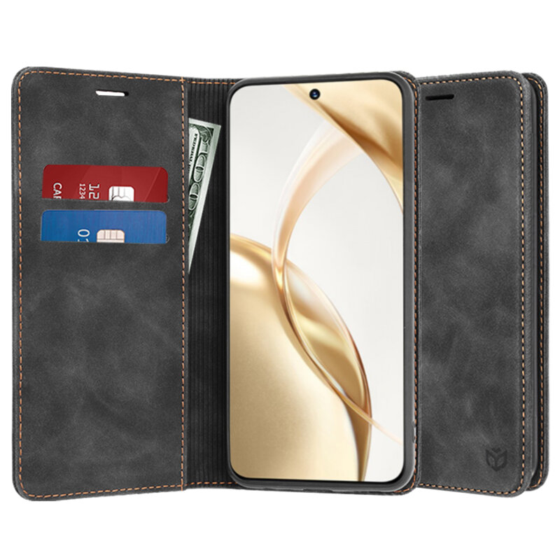 Husa piele Honor 200 Techsuit Confy Cover, negru