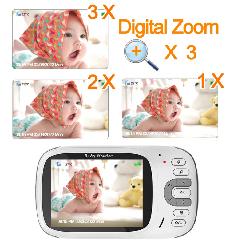 Monitor bebelus pentru supraveghere copii Techsuit, VB802, alb