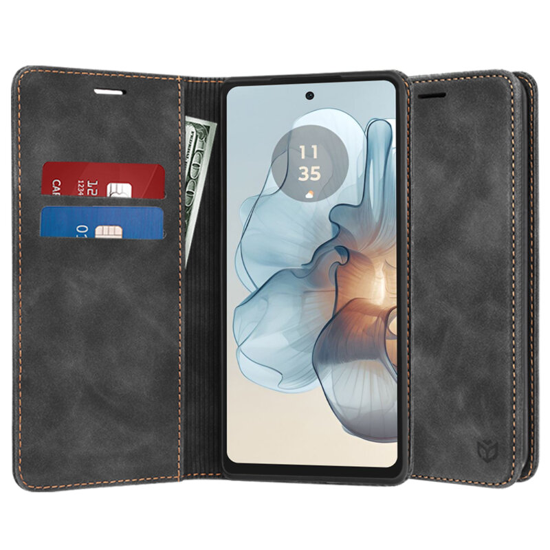 Husa piele Motorola Moto G24 Power Techsuit Confy Cover, negru