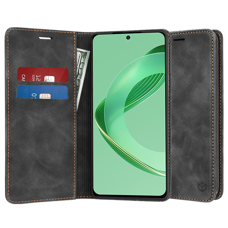 Husa piele Huawei nova 12 SE Techsuit Confy Cover, negru
