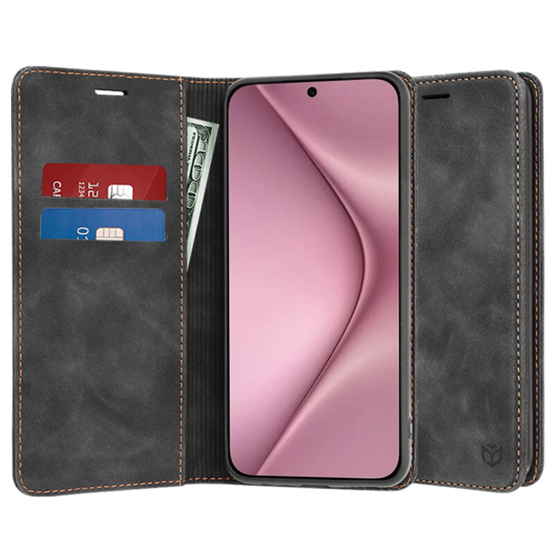 Husa piele Huawei Pura 70 Techsuit Confy Cover, negru