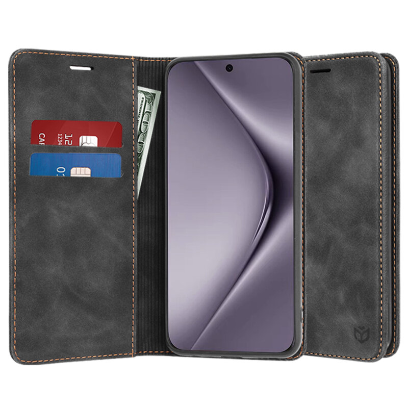 Husa piele Huawei Pura 70 Pro Techsuit Confy Cover, negru