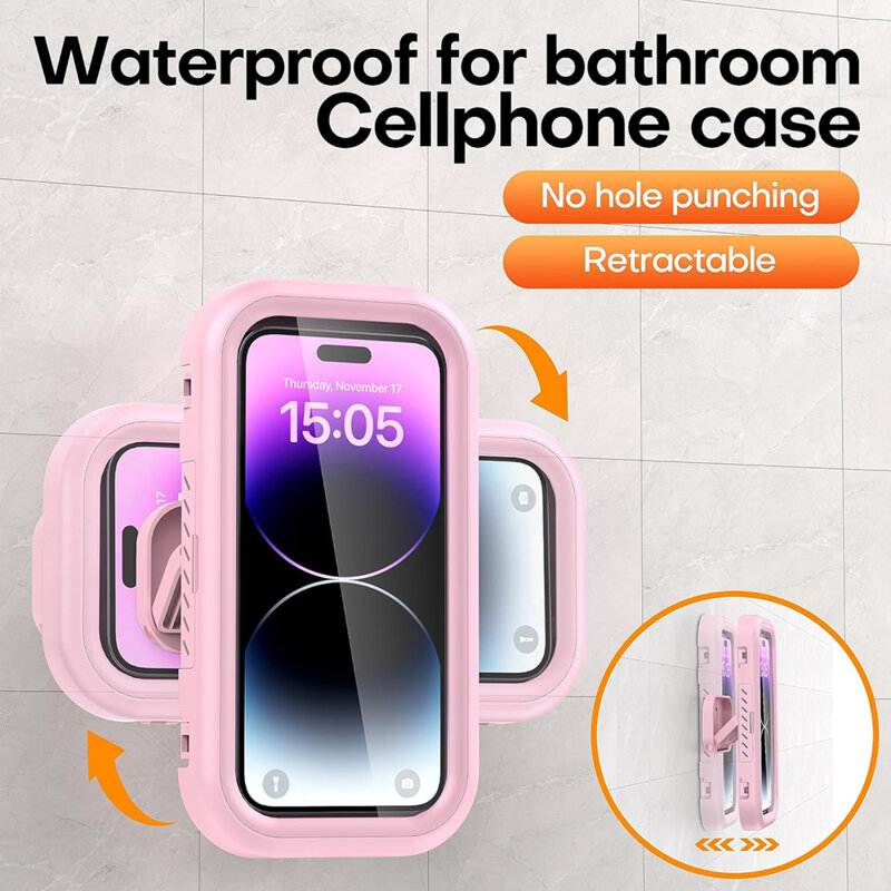 Suport de perete pentru telefon, retractabil Techsuit, mov, LC-999