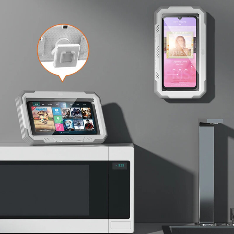 Suport de perete pentru telefon, impermeabil Techsuit, negru, LC-888