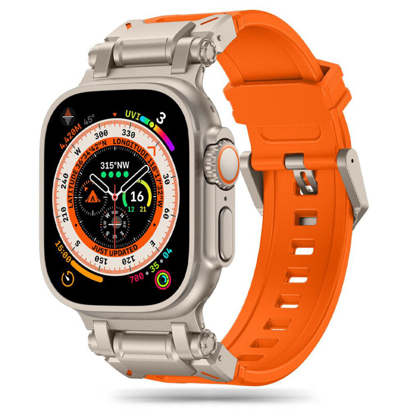 Curea Apple Watch 5 44mm Techsuit, bej / portocaliu, W064